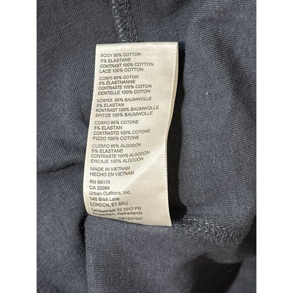 Free People Brunch Date Top Henley Metal Stiletto L Gray Boho Lace Cottagecore - Picture 14 of 14